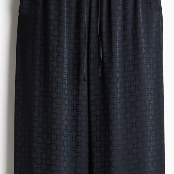 H&M - Wide-Leg Drawstring Pants - BLACK - Picture 1 of 5
